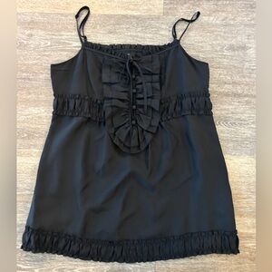 Juicy Couture Silk Black Ruffled Lined Top